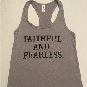 Ladies Faithful and Fearless Gray Racerback Tank